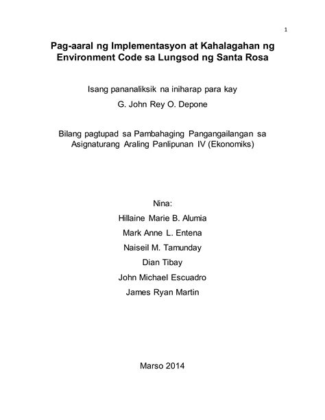 Sample Thesis In FIlipino For Pananaliksik .